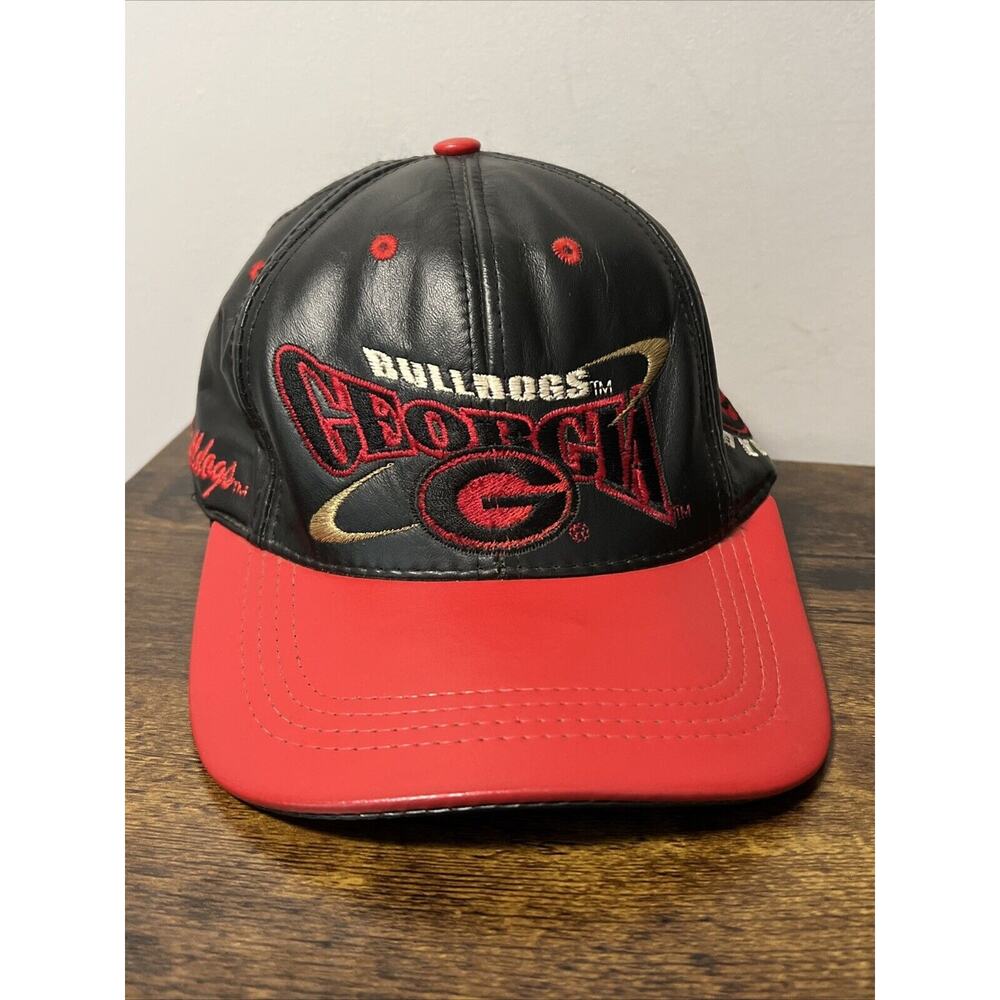 VTG Georgia Bulldogs NCAA‎ All Leather Adjustable Strap Modern Hat Made In USA